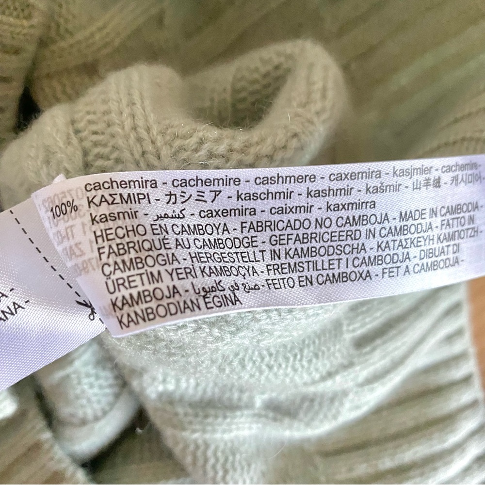 Zara cashmere cable knit sweater sea green - Picture 7 of 9